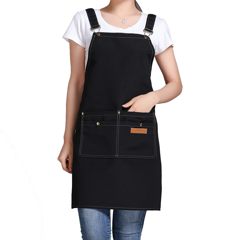 
EAST logo customized hairstylist apron, cooking Cotton polyester waterproof canvas apron with pocket 