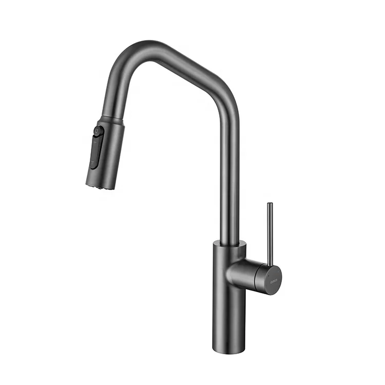 Brushed Grey Commercial Faucet Kitchen Pull Out Faucet Kitchen Brass Single Lever Spring Kitchen Sink Faucet