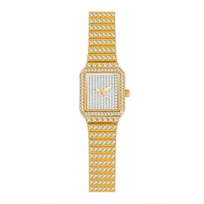 BS Full Diamond Quartz Women Silver Watches Luxury Brand Crystal Square Female Wristwatch Rhinestone Ladies Clock Montre Femme