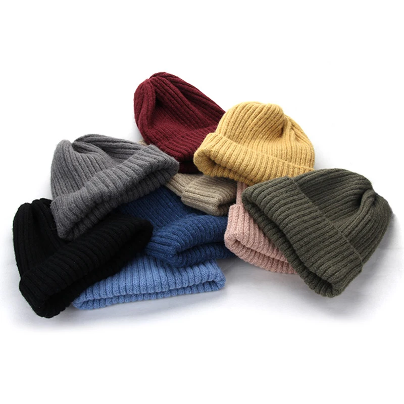High Quality Merino Wool Cuffed Beanie Women Men Autumn Winter Keep Head Warm Winter Hat Soft Cashmere Knitted Beanies