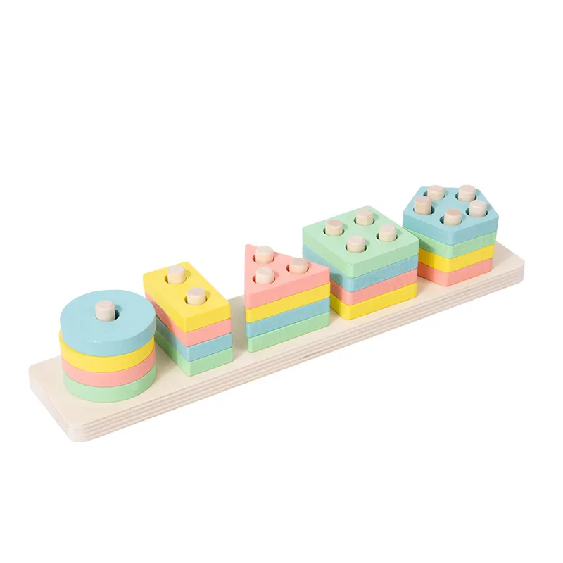 Customized Geometric Shaped Wooden Puzzle Sets Educational Math Toys for Building & Matching