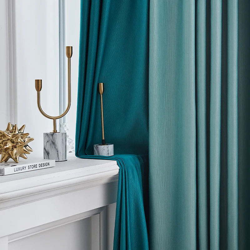 ZhongHua Forest Green Style Jacquard Good Quality  Fabric Curtain For Living Room