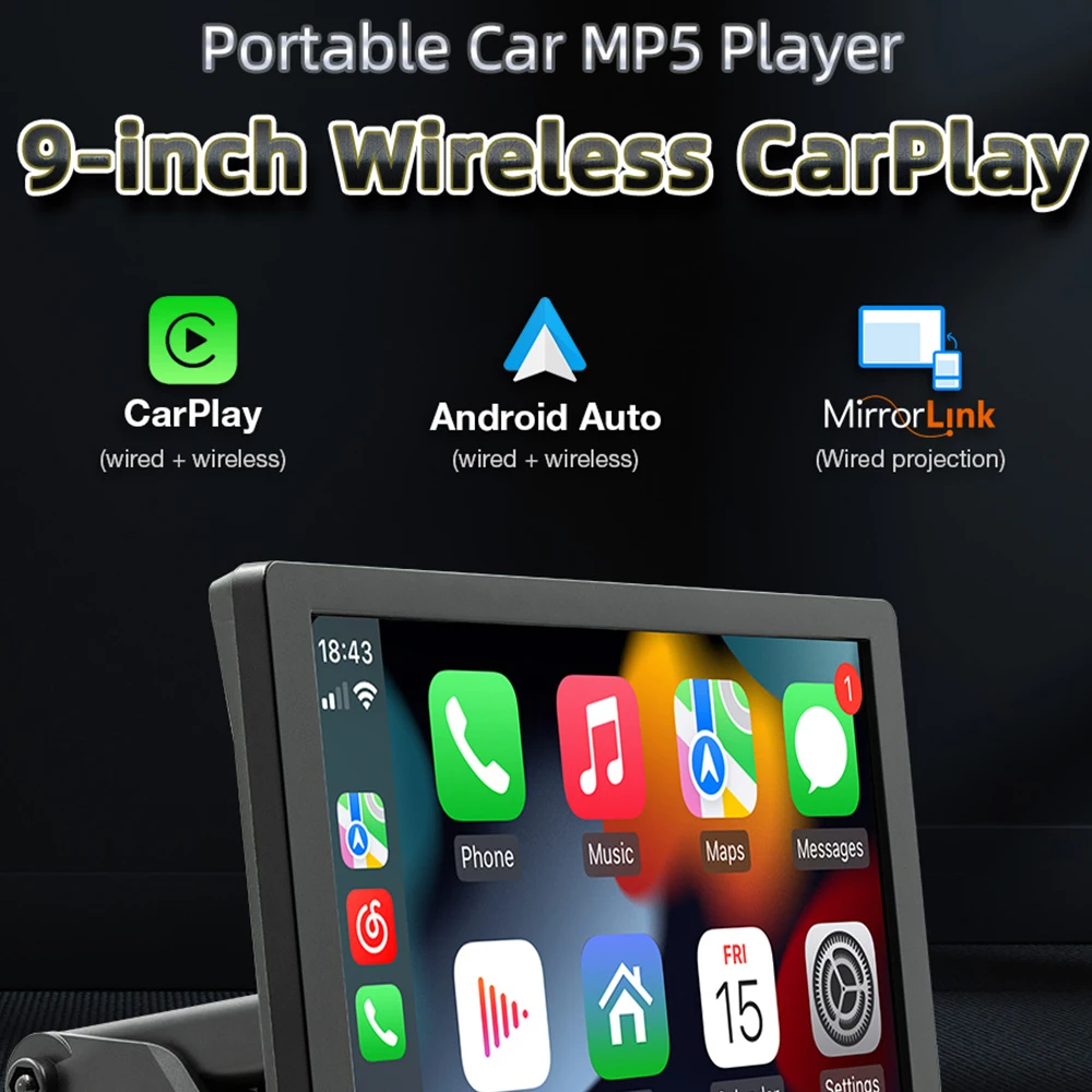 9 inch 720P touch version carplay screen android auto/carplay/mirror link phone wireless connection smart car screen