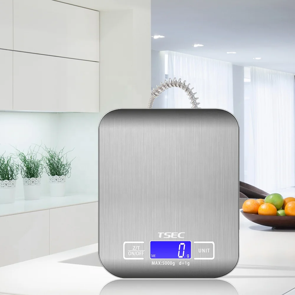 5kg Digital Food Kitchen Food Scale Hot Sale Factory OEM Stainless Steel Household Scales Digital Display Weight Measuring