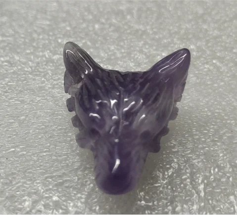 26/5000  Crystal gem skull brown statue skull hand carving Wolf head handicraft ornament stone agate carving