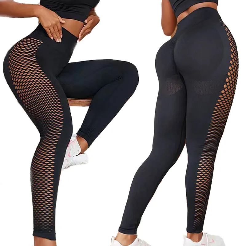 OEM Contour Scrunch Booty Gym Pants For Women High Waist Workout Butt lift Tights Seamless Yoga Leggings With Side Mesh Panel
