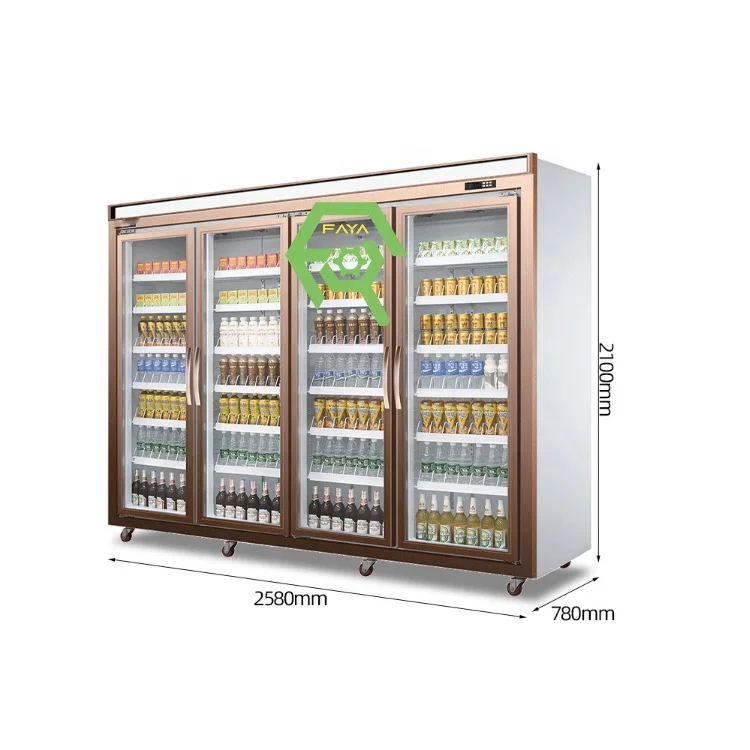 Popular glass three-door storage refrigerator fruit fresh-keeping display cabinet cola refrigerator
