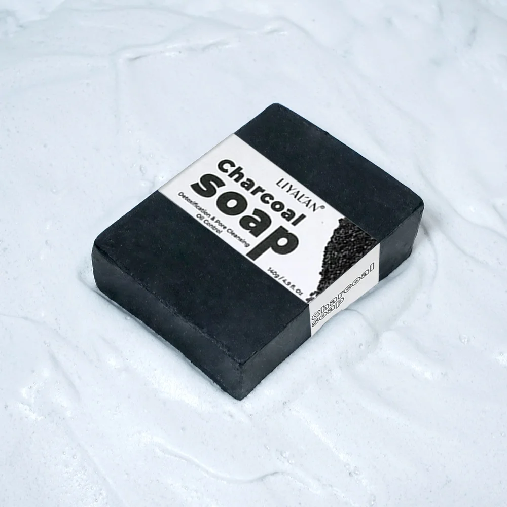 Private Label Face Body Clean Black Soap Bar Reduce Blackheads Acne Bamboo Charcoal Soap