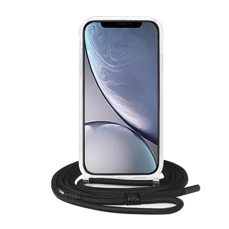 Adjustable Shockproof Crossbody Necklace Tpu Clear Mobile Phone Case Cover with Shoulder Strap For Phone 6 7 8 X XS Max XR