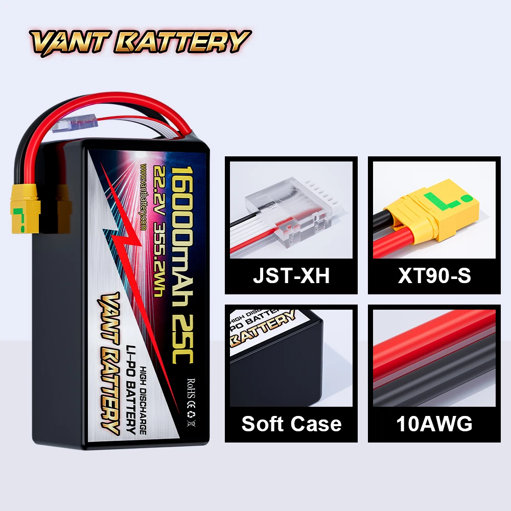 Vant 6S drone battery 16000mah 22.2V 25C 6S llipo drone battery for FPV frame 7/8/10/13 inch fpv battery