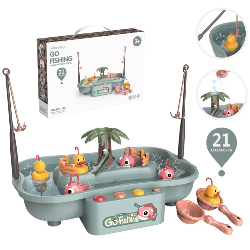 Fishing Play Duck Fishing Games for Toddlers Plastic Electronic Ducks Catching Game Set with Water Flow and Music for kids