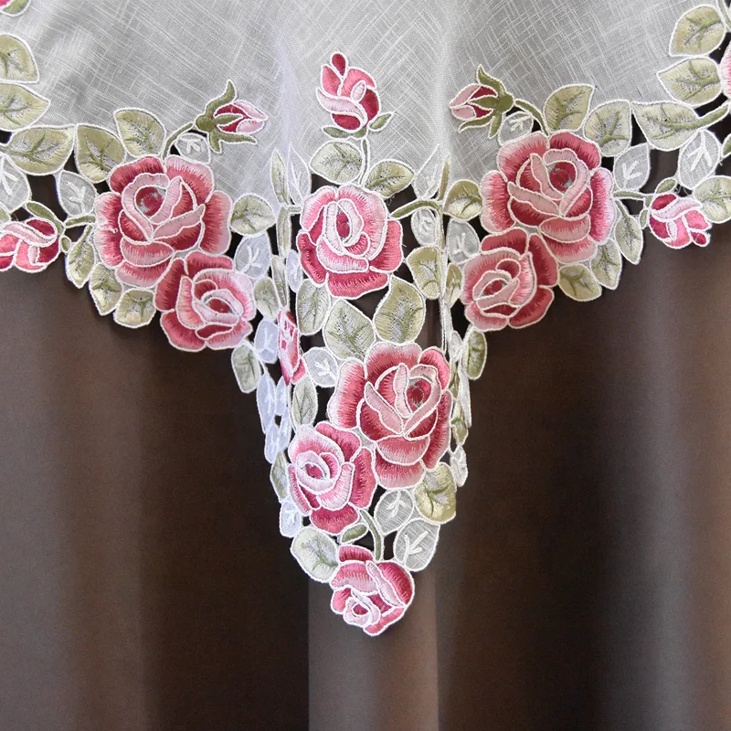 Lufu White Lace Embroidered Lace Table Cover Cutting European Embro table cloth tablecloth Polyester Tablecloth Can make clothes