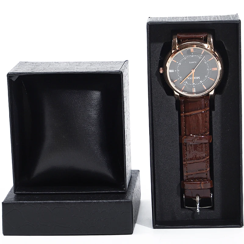 Han Hong Wholesale luxury custom logo small cardboard jewelry storage box Crocodile paper watch box with pillow