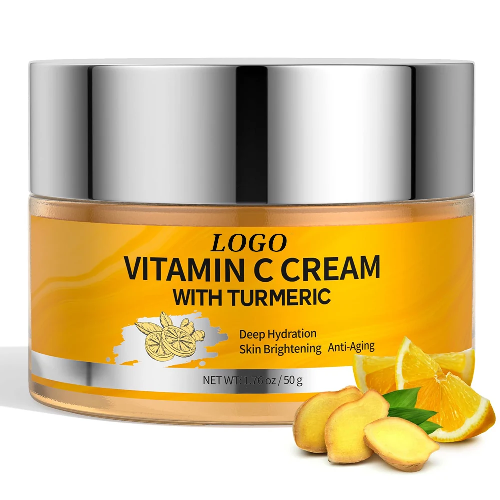 BLIW Private Label Natural Hydrating Anti Aging Brightening Skin Vitamin C Cream With Turmeric For Fine Lines Hyperpigmentation