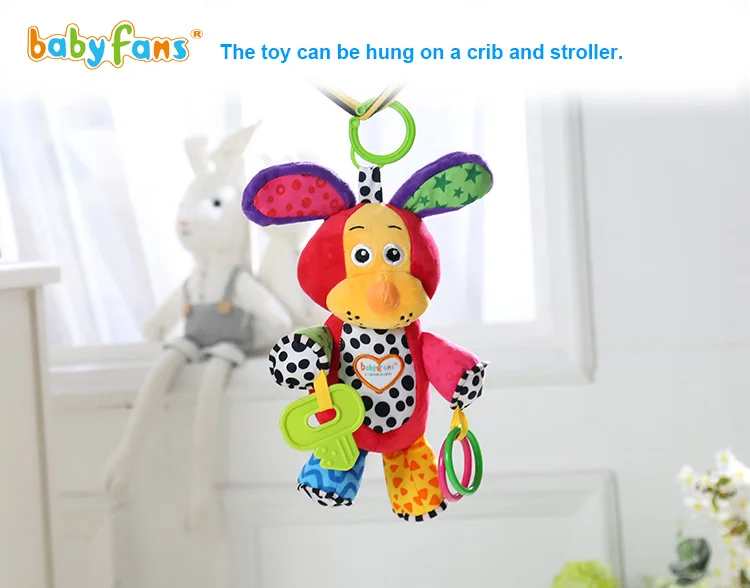baby music puppy dog stroller hanging toys plush animal rattle