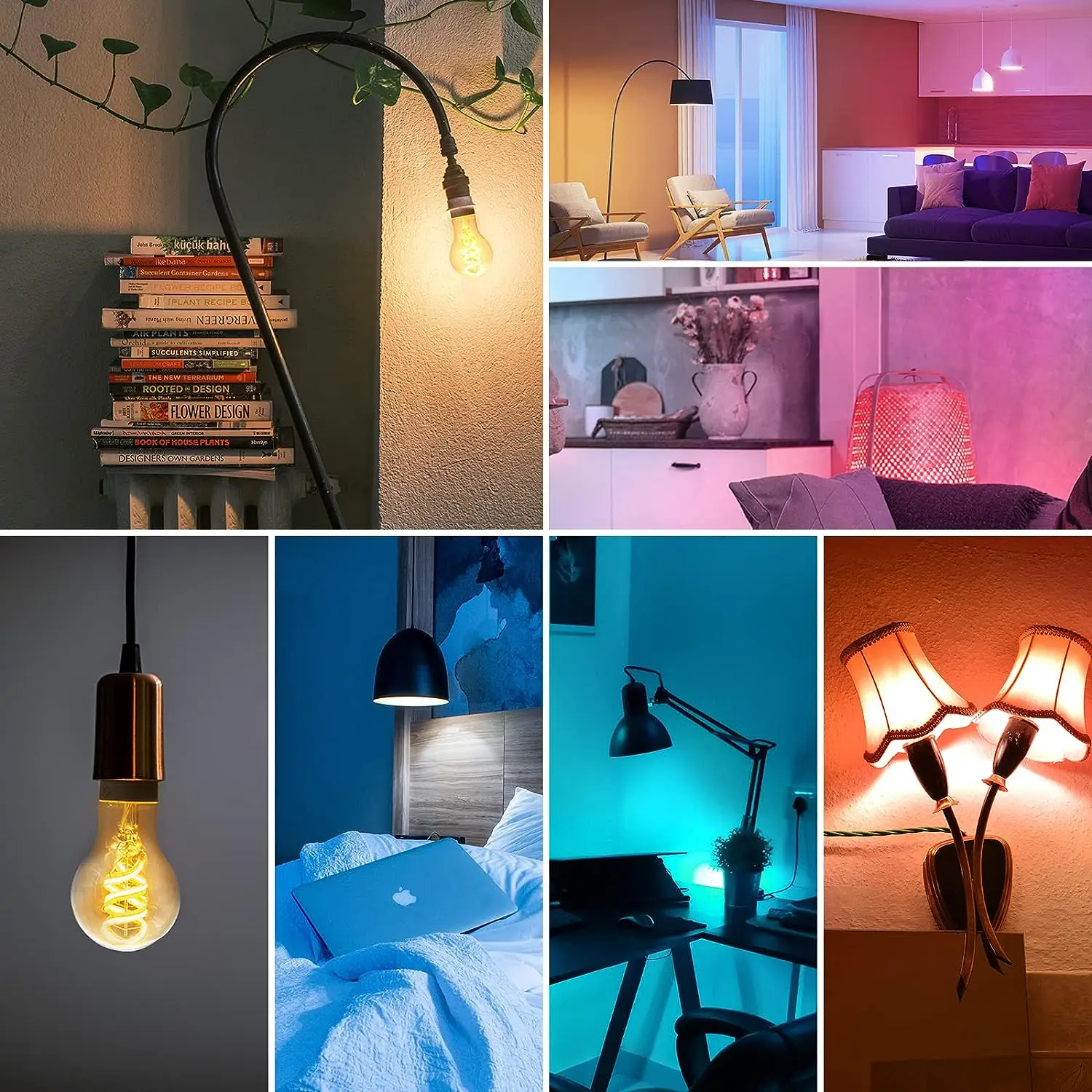 Globe WiFi Smart Led Filament Bulb 6W Spiral Filament Multicolor RGB Turable Bulb App Alexa TG Control Vintage Edison Led Bu