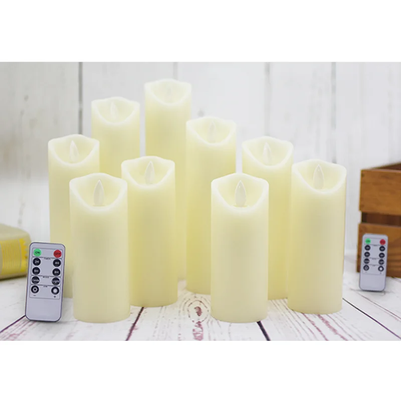 9 PCS/set Factory-Direct Durable Paraffin Wax Candles Pillar Design with Warm Yellow Light, Ideal for Wedding Table Centerpiece