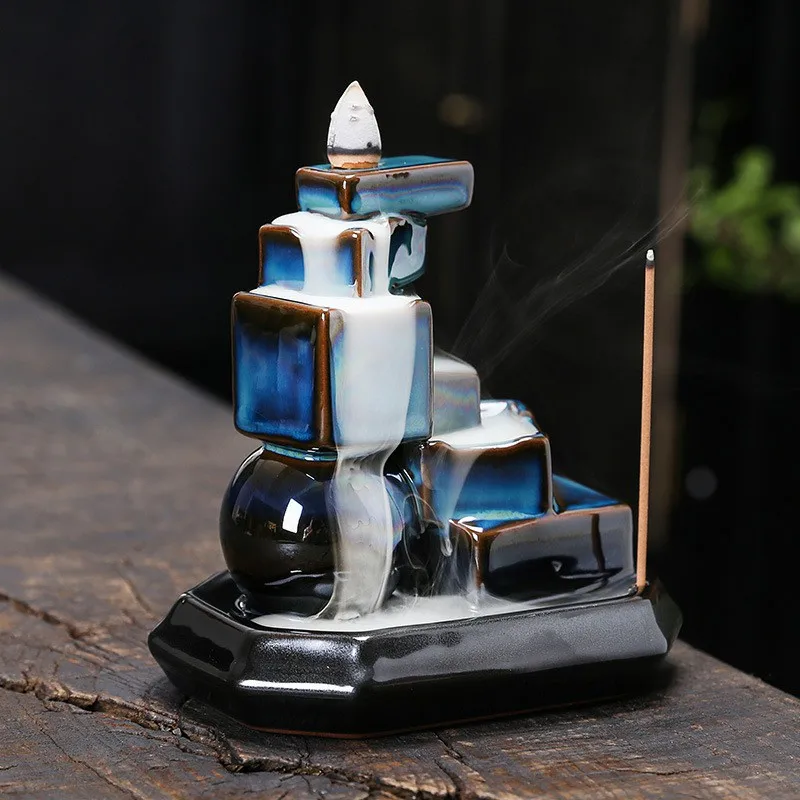 Custom Ceramic Incense Holder Powder Burner Kit Waterfall Lotus Flower Wholesale Portable Modern Mubkhar With Cones For Candles