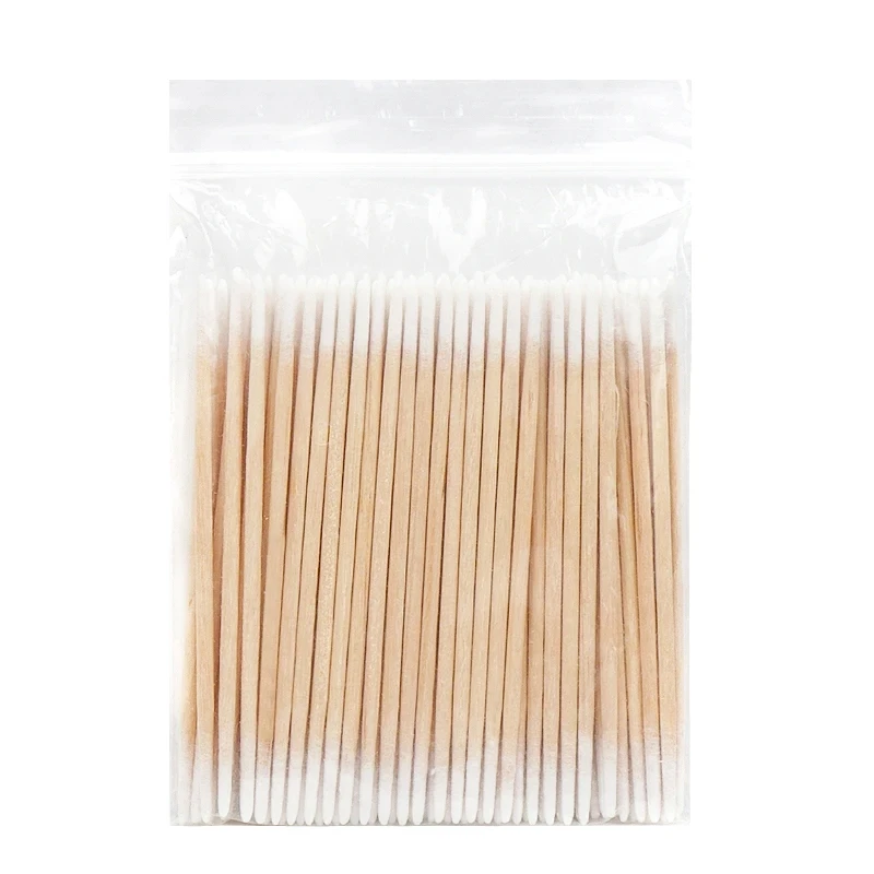 100pcs/bag Disposable Ultra-small Cotton Swab Double Head Lint Free Micro Brush Wood Cotton Buds Lash Extension Glue Clean