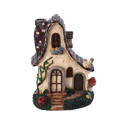 7.8 inch Village Cottage Statue Resin House Sculpture Decoration Fantastic Red Village Cottage Figurine Garden Gift