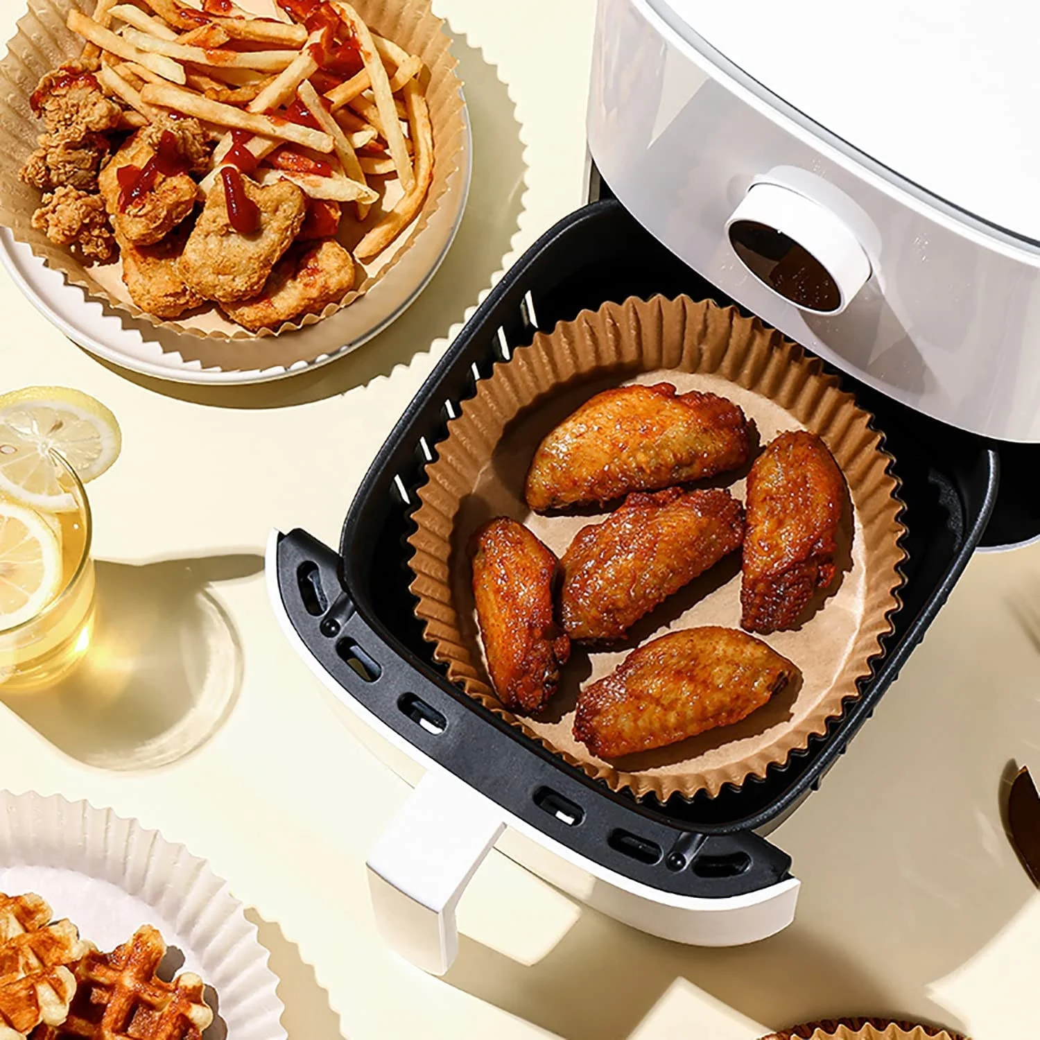 20*4.5cm 125pcs  100 Pcs Air Fryer Disposable Parchment Paper Liner Oven Mat Air Fryer Disposable Paper Liner Cooking Mat