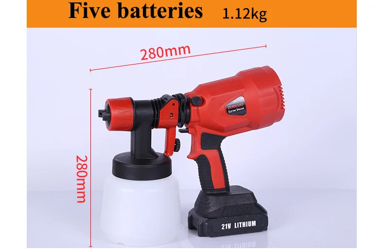 Convenient assembly Electric Paint Spray Gun 21V Lithium Battery Paint Spray Gun 800Ml