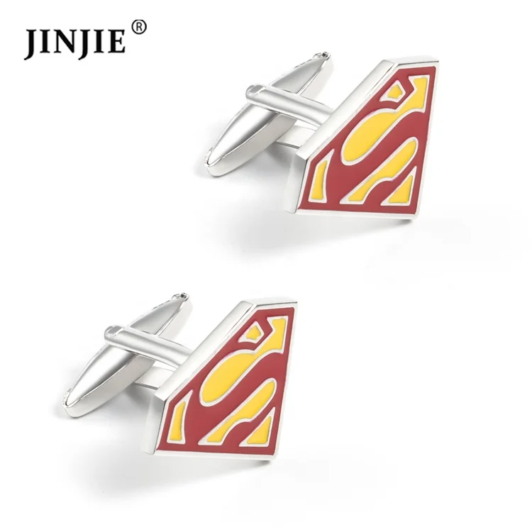 JINJIE Retail ready to ship novelty superman hero enamel cufflinks gift for men shirt