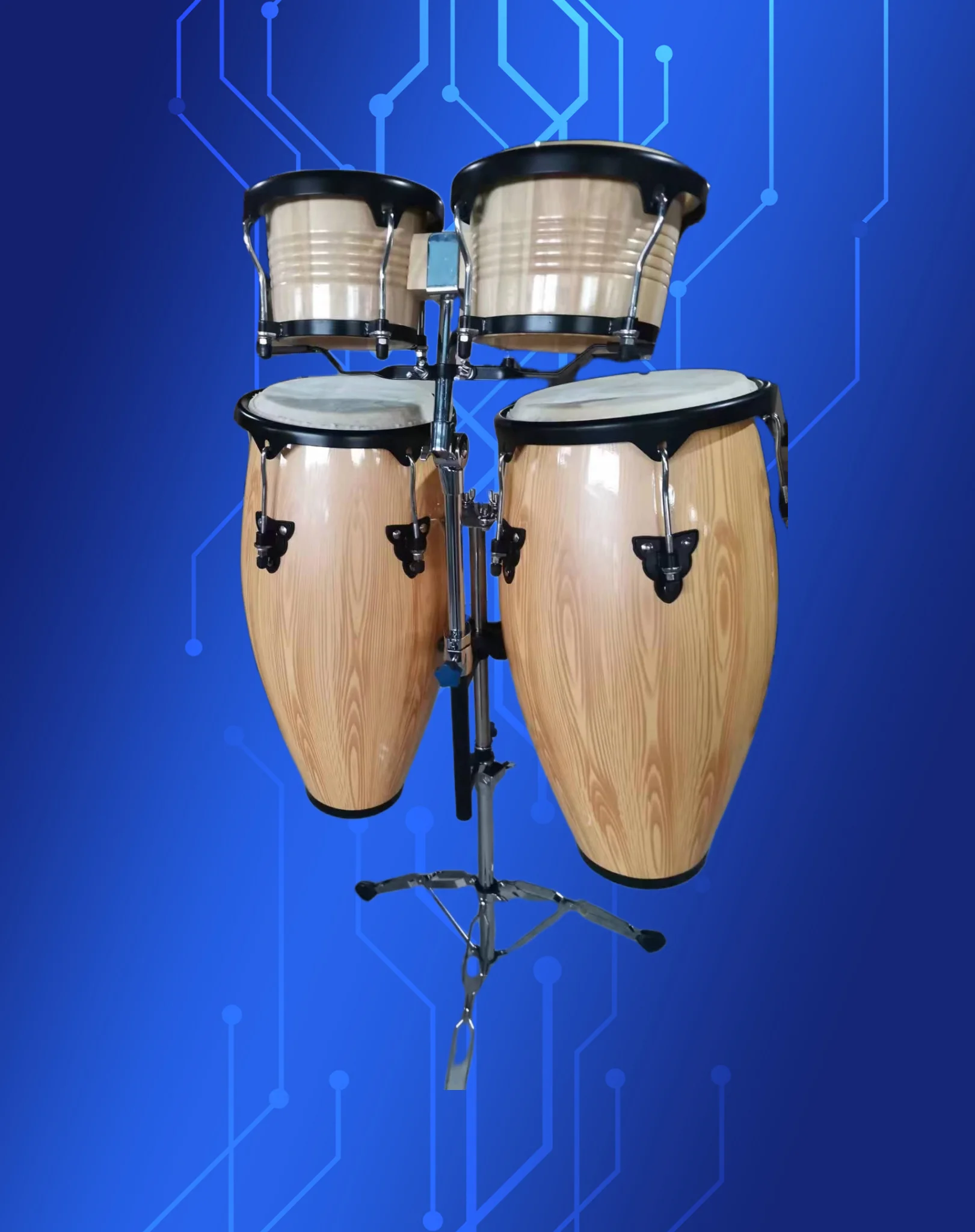 conga and bongo drum set on one stand bongo