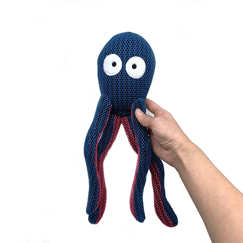 Support Customization Unique Octopus Style Squeaky Dog Toys with Embroidered Eyes and Crinkle Legs Dog Chew Toy