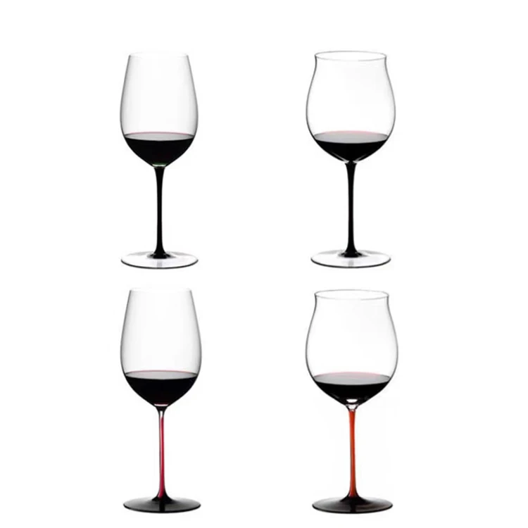 Wholesale Custom Party Colored Goblet Glass Black Stem Wine Glass Goblet Rouge