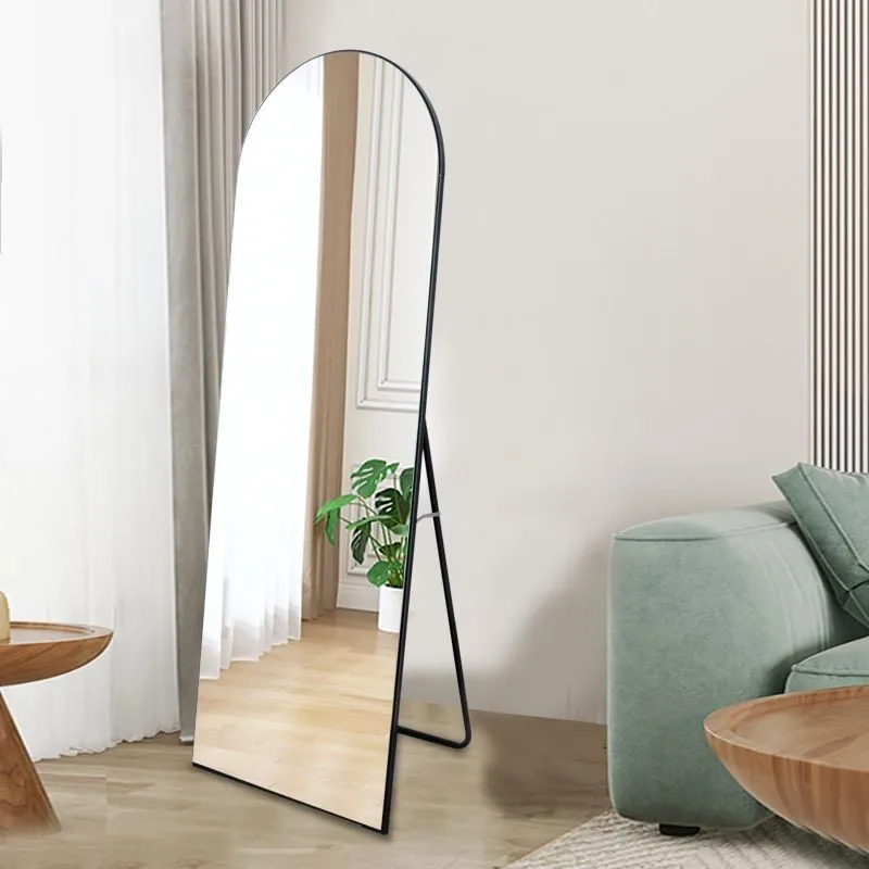 Aluminum alloy full-body mirror dressing slimming mirror large size ins rounded corner clothing store home bedroom floor mirror
