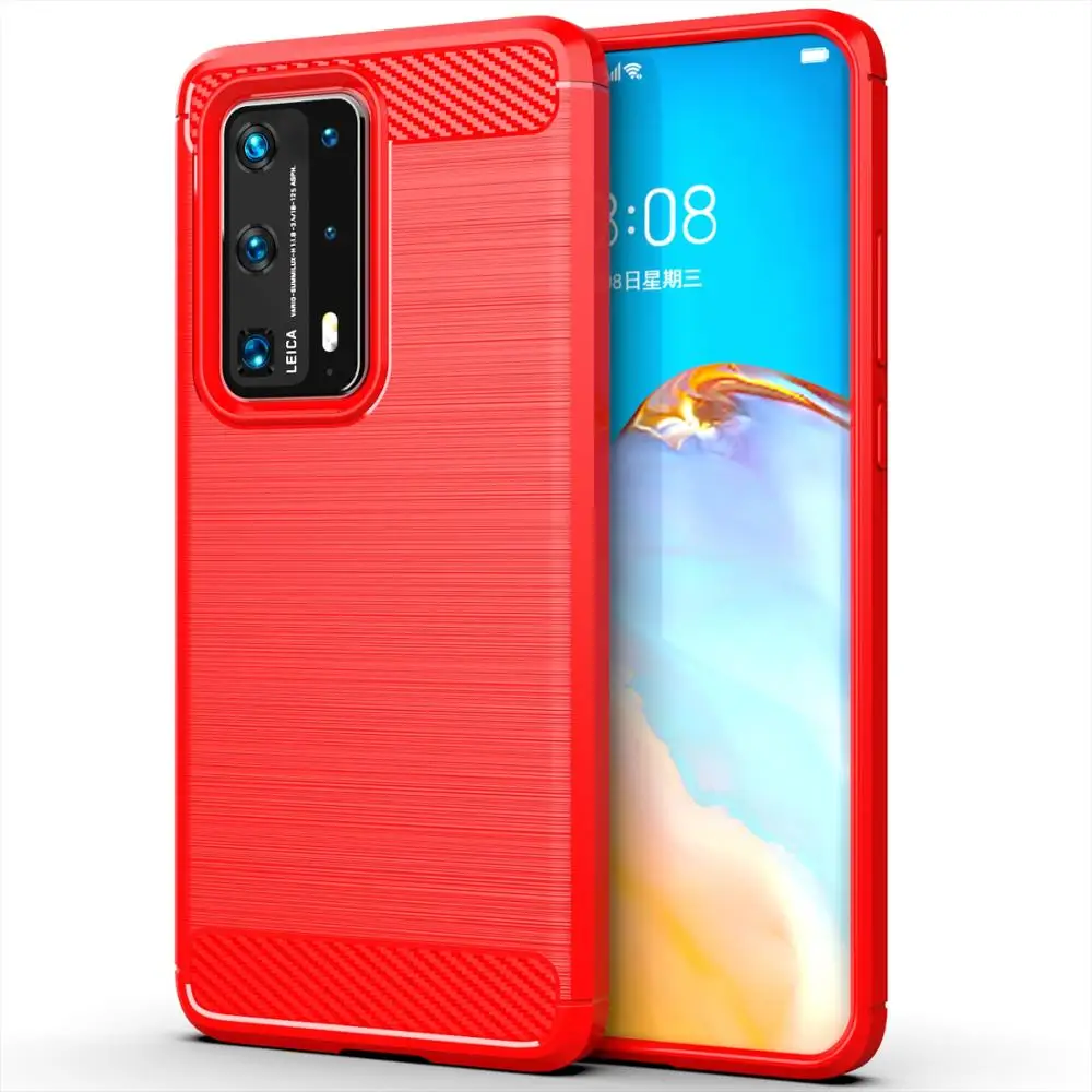 Carbon Fiber Shockproof Soft TPU Mobile Phone Back Cover Case For Huawei P40 Pro+