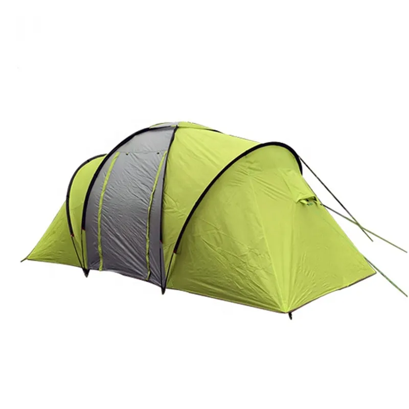 Wholesale 3-4 people fiberglass light pole camping tent double layer two rooms one room camping tent