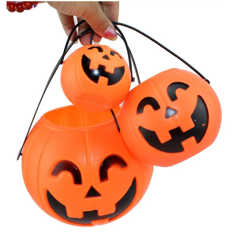 Halloween Bar Decoration Jack-o-lantern Children plastic Candy Jar Portable Pumpkin Bucket