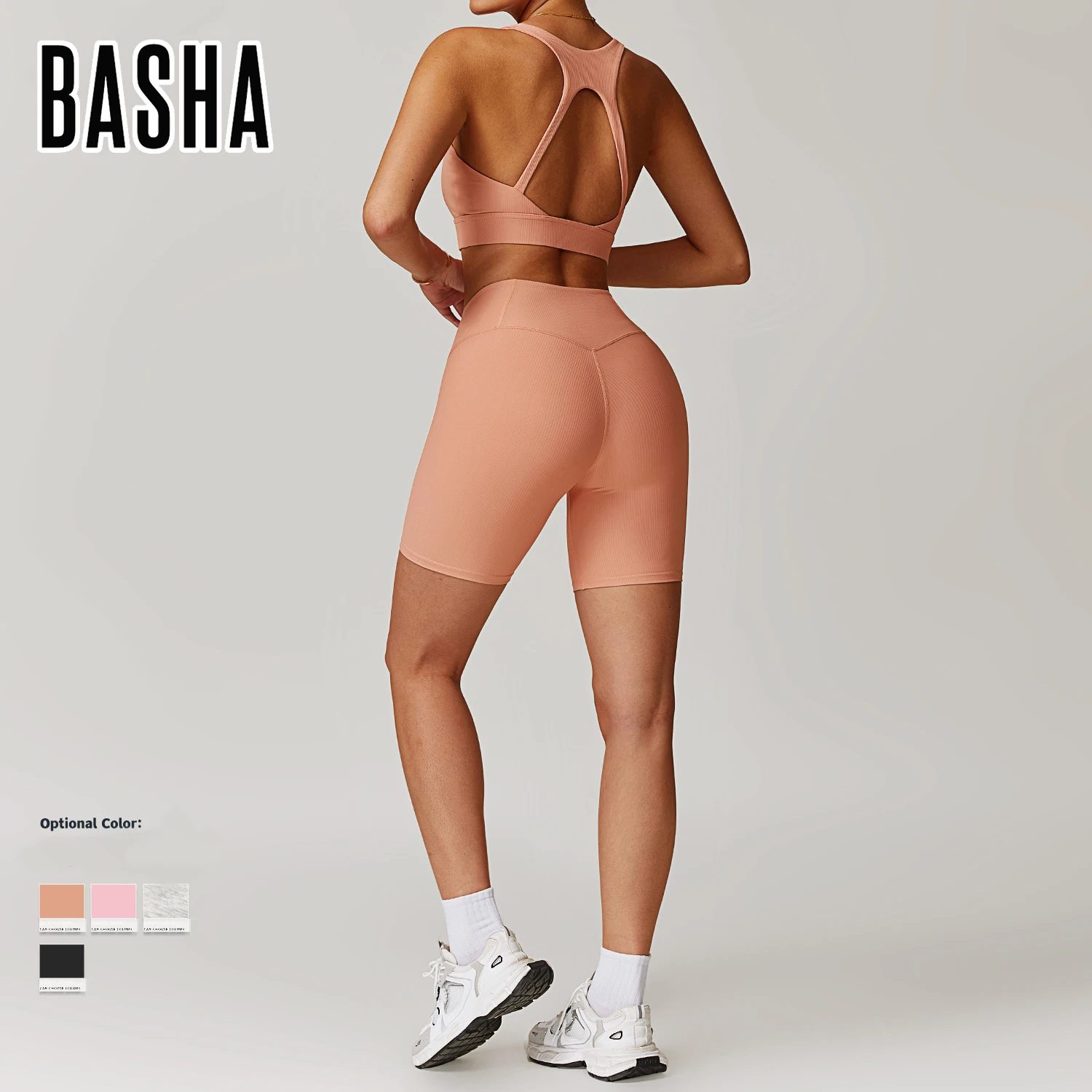 BASHAsports-TZ8883 Thread High Waist Beauty Back Yoga Set Casual Running Fitness Wear Women Quick Dry Tight Sports Set