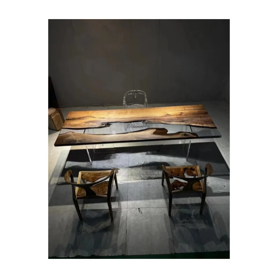 Factory Wholesale Custom Epoxy Wood Dining Table  Resin River Wood Slab Table For Dining Room Furniture And Office Furniture