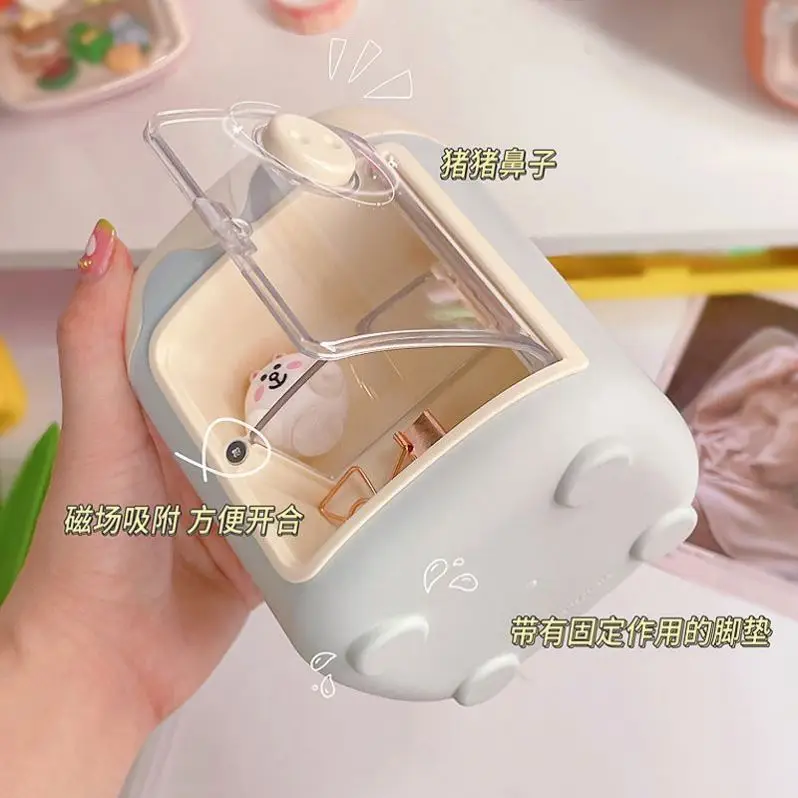 PC Kawaii Pig Pen Pencil Pot Holder Brush Storage Container Desk Organizer Multifunction washi tape Stationery Office Supplies