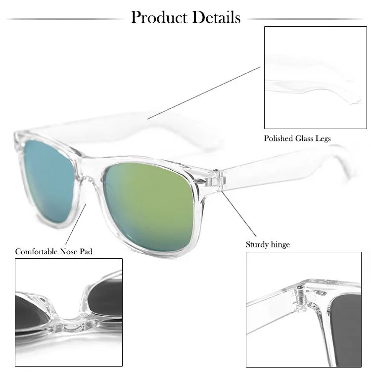 New fashion colorful Mirrored lenses UV400 sunglasses retro classic designer promotion sunglasses