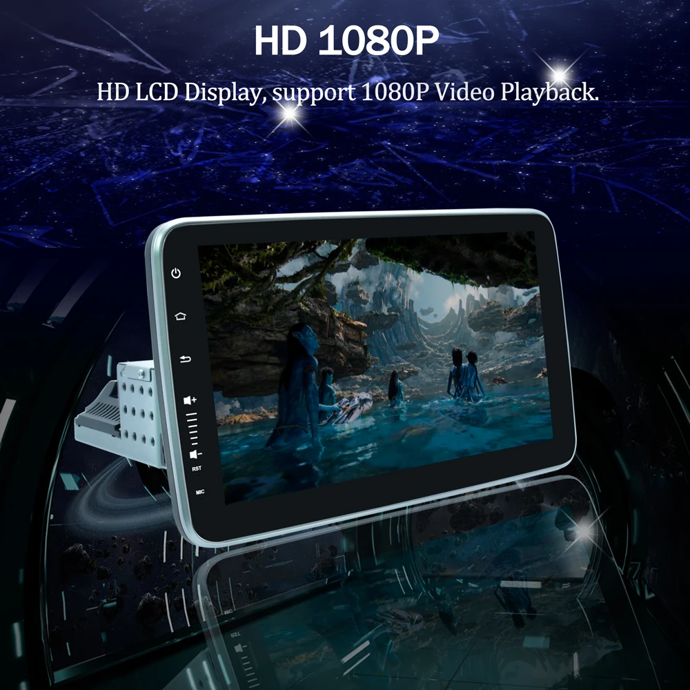 Universal 1 Din 9 Inch Carplay Android Multimedia Player Car DVD Player Rotatable 360 Degree Car Rotating Car Radio