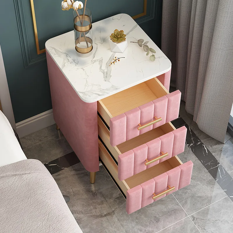 Nordic Design Modern Solid Wood Luxury Bedside Table Nightstand Side Table with 3 Drawer