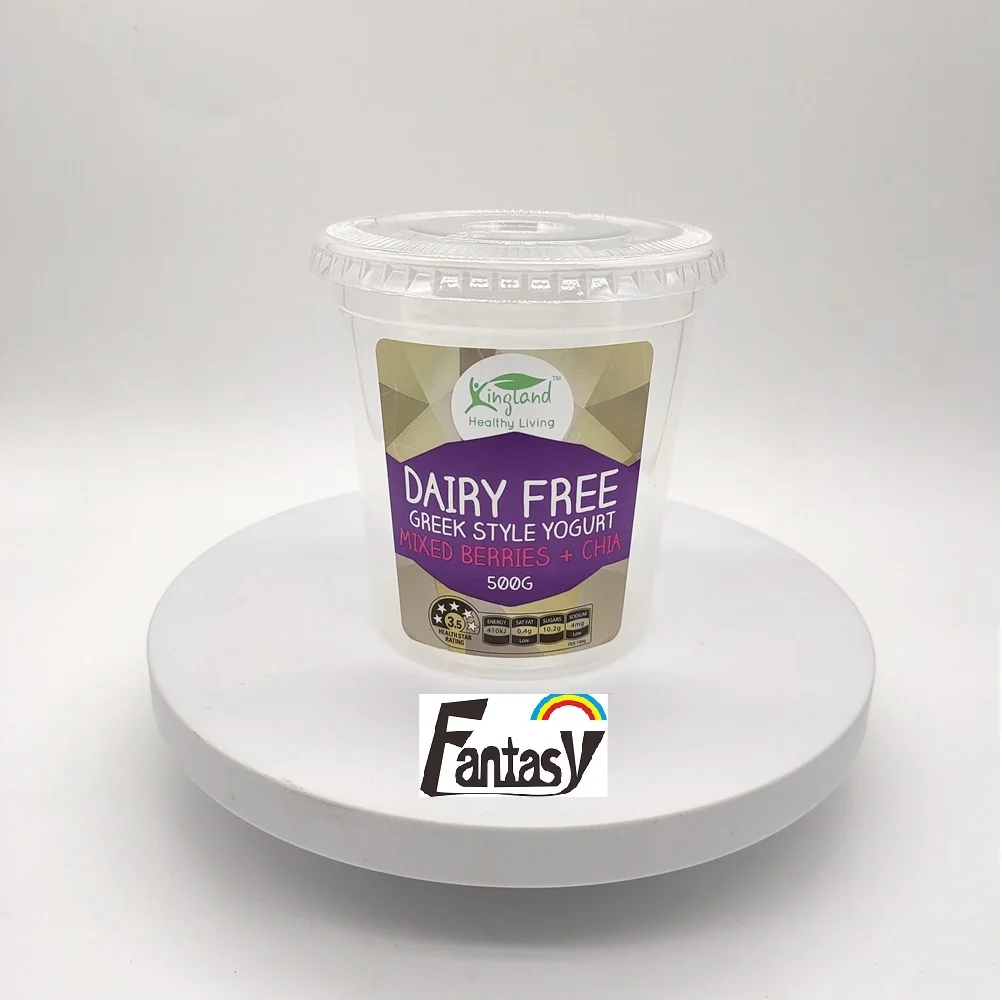 Custom Label High Quality Plastic Frozen Yogurt Cup Ice Cream Container with Plastic Spoon Lid