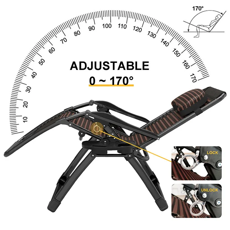 relaxing outdoor folding garden adjustable recliner office nap camping lounge zero gravity chair