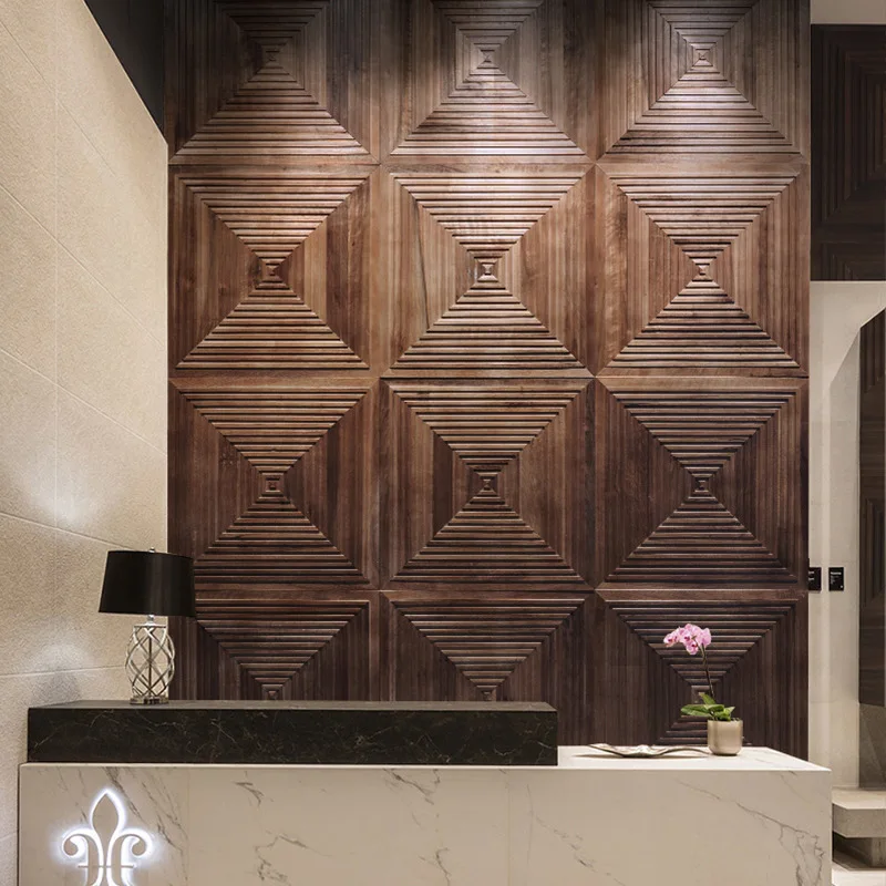 Black walnut solid wood mosaic background wall panel Modern Homestay Hotel Home Decoration Wall Decoration Wooden wall panels