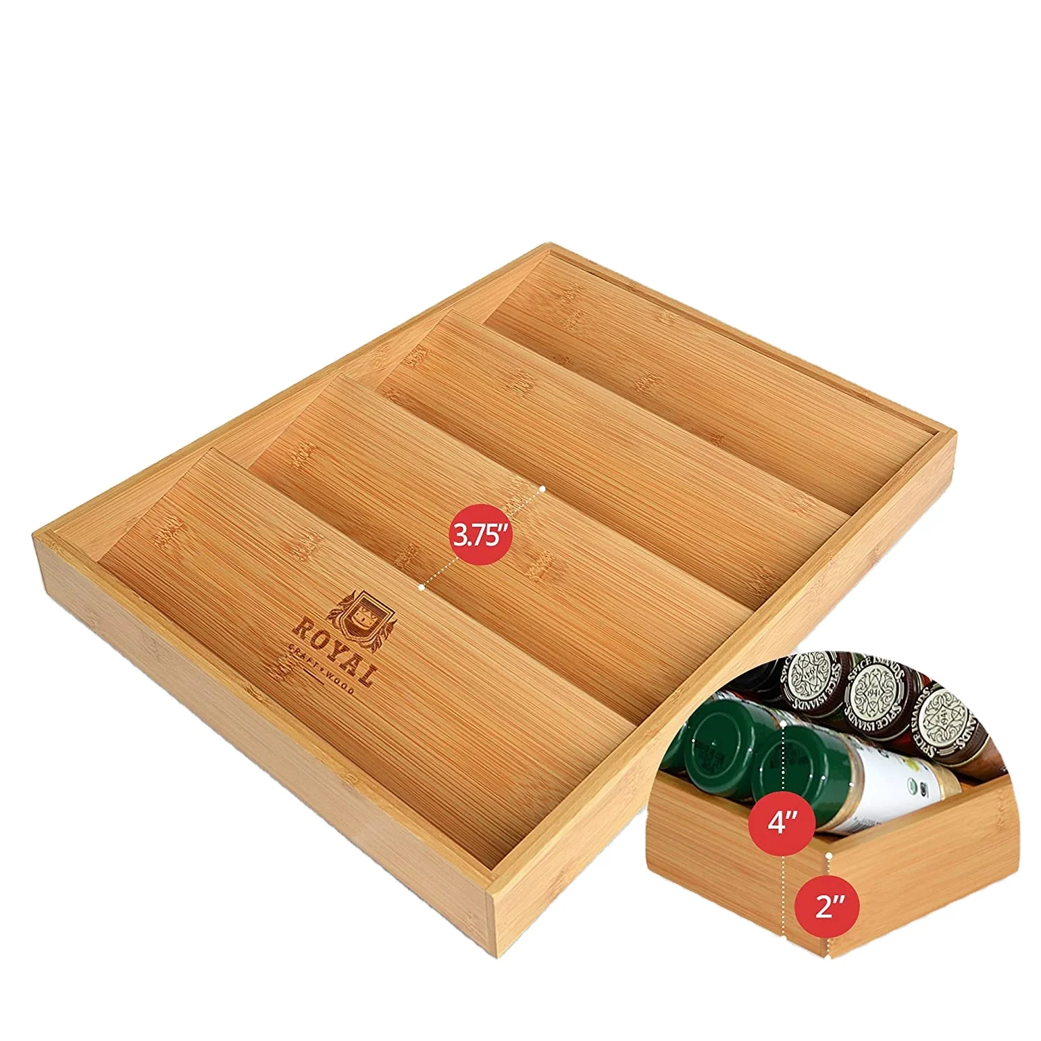 Hot sale Spice Drawer Organizer for Kitchen Bamboo Spice Rack Organizer for Drawer for Deep Bamboo Spice Rack and Organizer