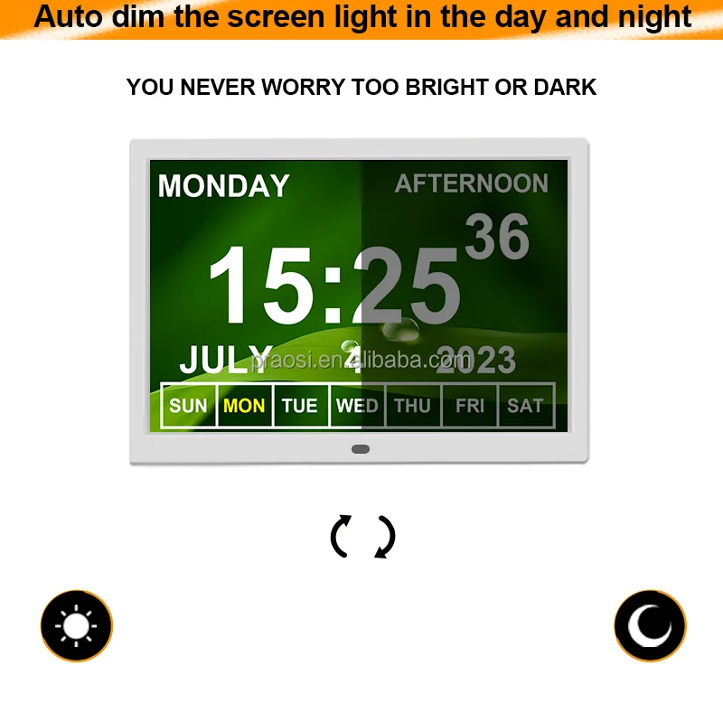 Pros Trend Gift Simple Display Smart 15 inch Memory LosDigital Calendar day Alarm Clock With Medication Reminder For Dementia