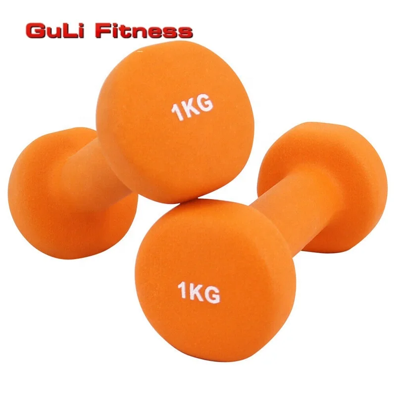 Custom Logo Neoprene Dumbbell Cast Iron Hand Weights Hex Dumbbell Set 5KG 10KG Color Rubber Hexagon Neoprene Dumbbell