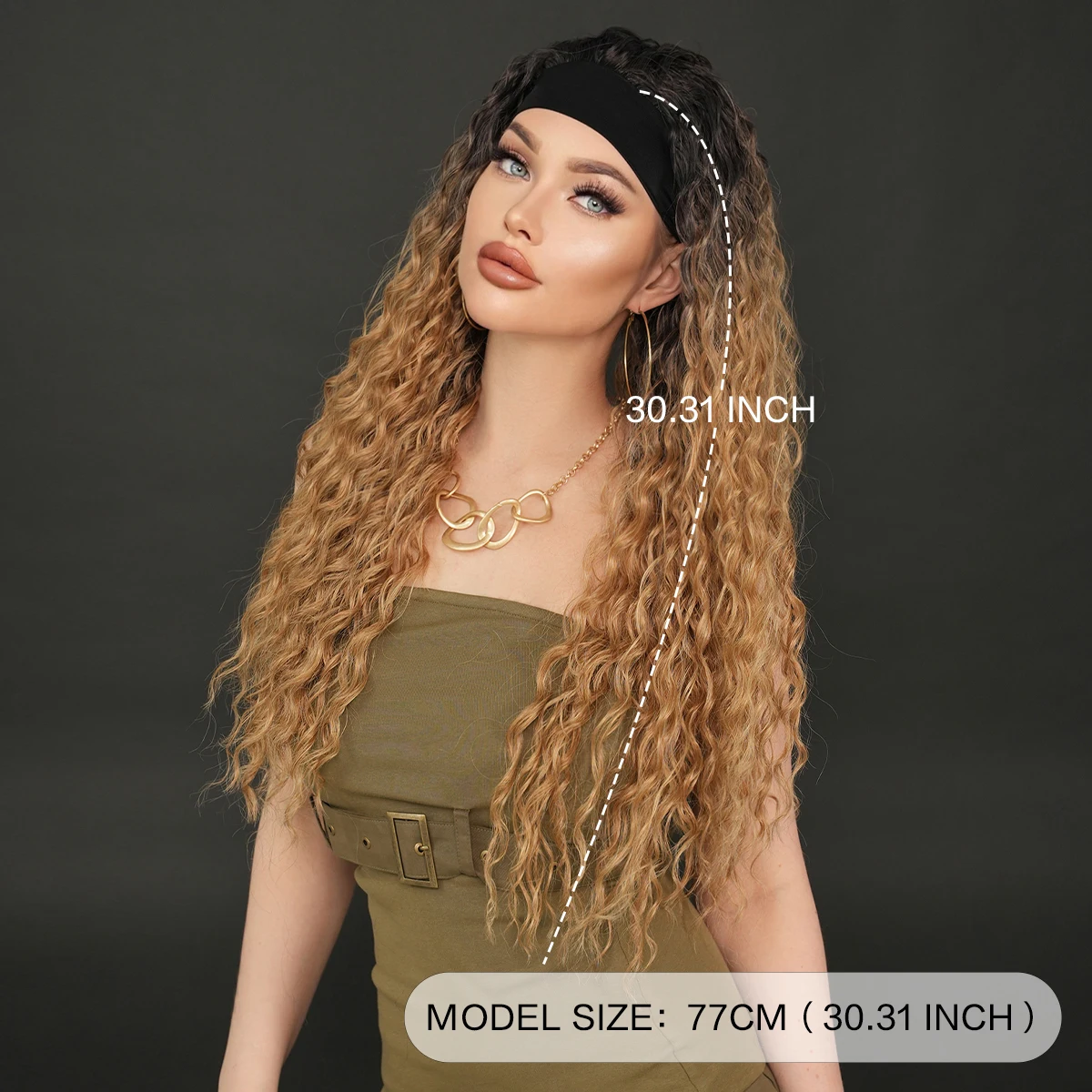 Headband Wig Synthetic Hair Straight 28 Inch for Black Women Glueless None Lace Front Hair Machine Made Wigs Natural Black 150%