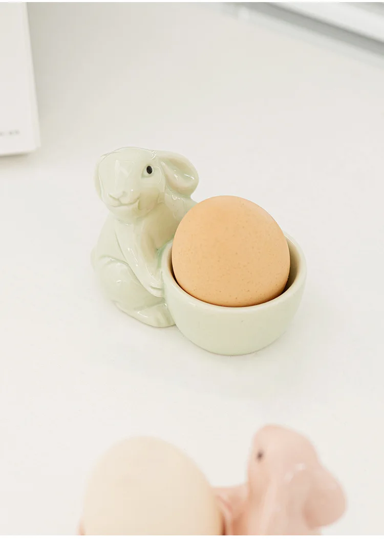 European rabbit breakfast egg tray small fresh and simple ornaments desktop living room home decoration ceramic egg cup