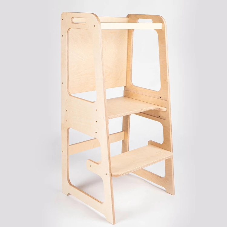 Toddler Convertible Kitchen Helper Adjustable Height Solid Wood Step Stool Cooking Learning Tower For Kids