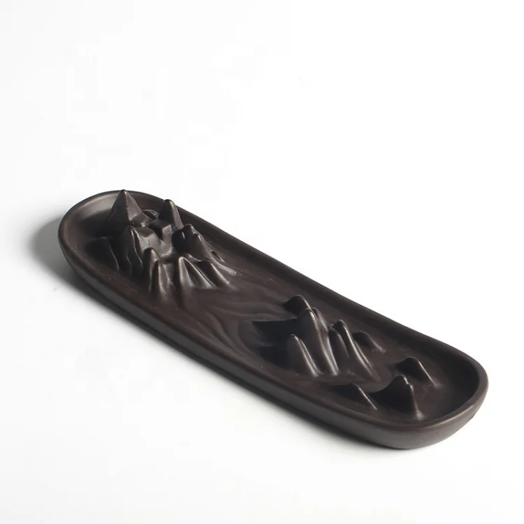 China Handmade Low MOQ novelty resin Wholesale Price Customized Ceramic Backflow  Incense Burner waterfall Mountain For sales